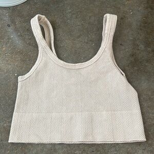 Cream Ribbed Women's Top